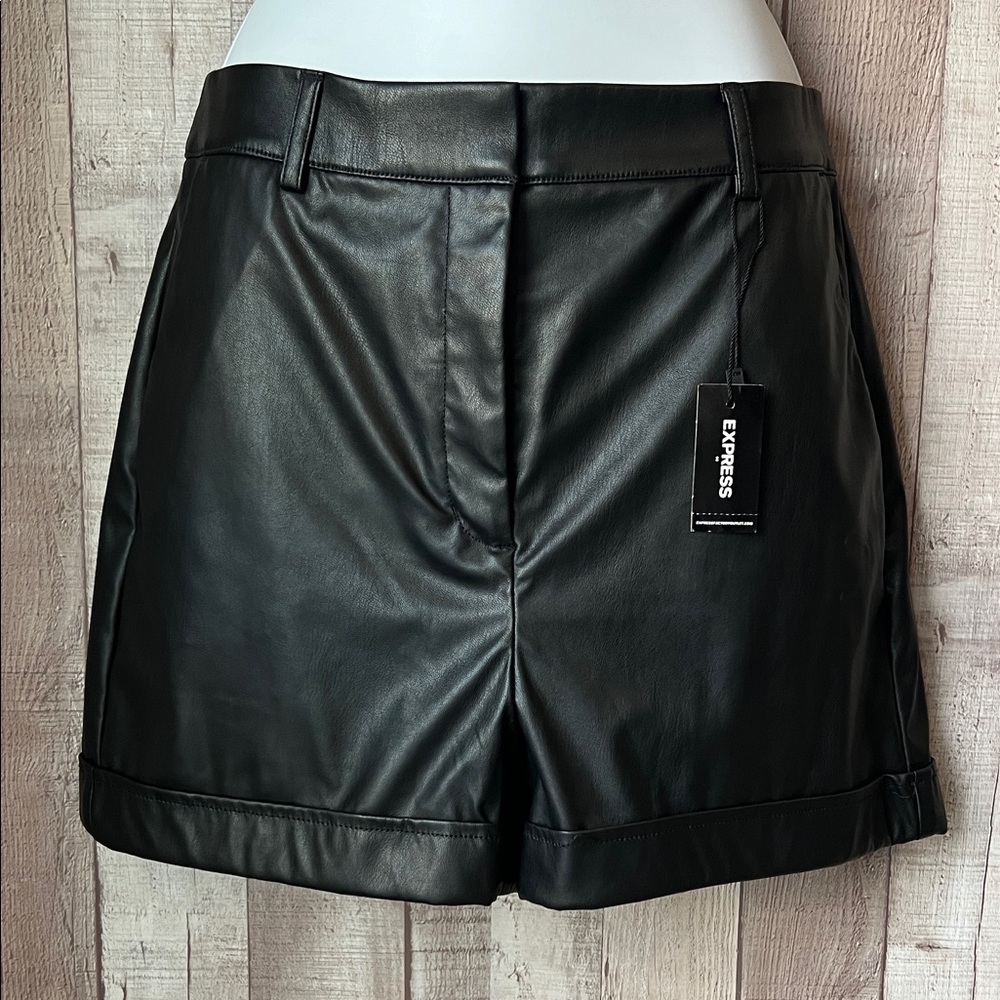 NWT Black Faux Leather Shorts by Express